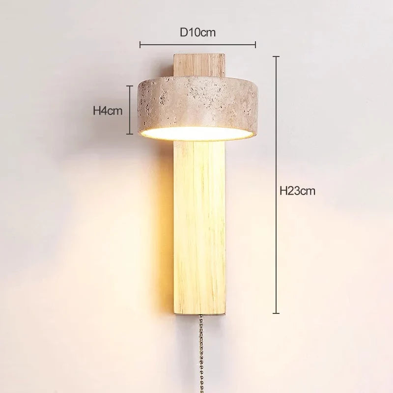 Applique murale Éclat | Lampe de chevet française Wabi-Sabi avec interrupteur à tirette