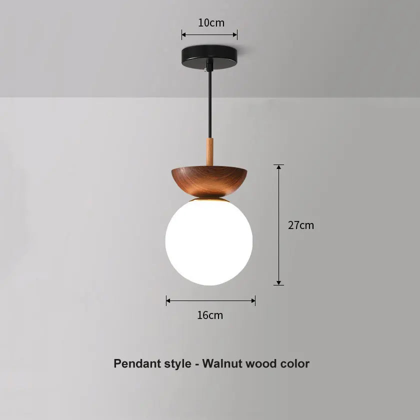 Plafonnier et suspension moderne en verre soufflé nordique | Finition bois