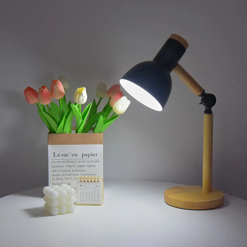 Lampe de bureau nordique en bois | Lampe de table moderne réglable