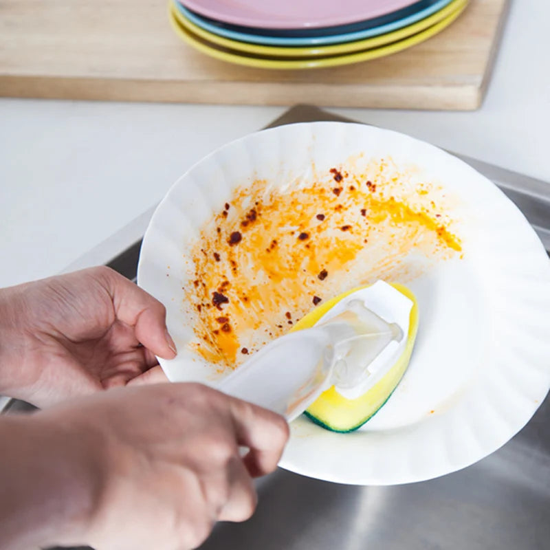 Soap-Dispensing Dish Brush Set