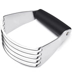 Stainless steel pastry blender with black soft-grip handle