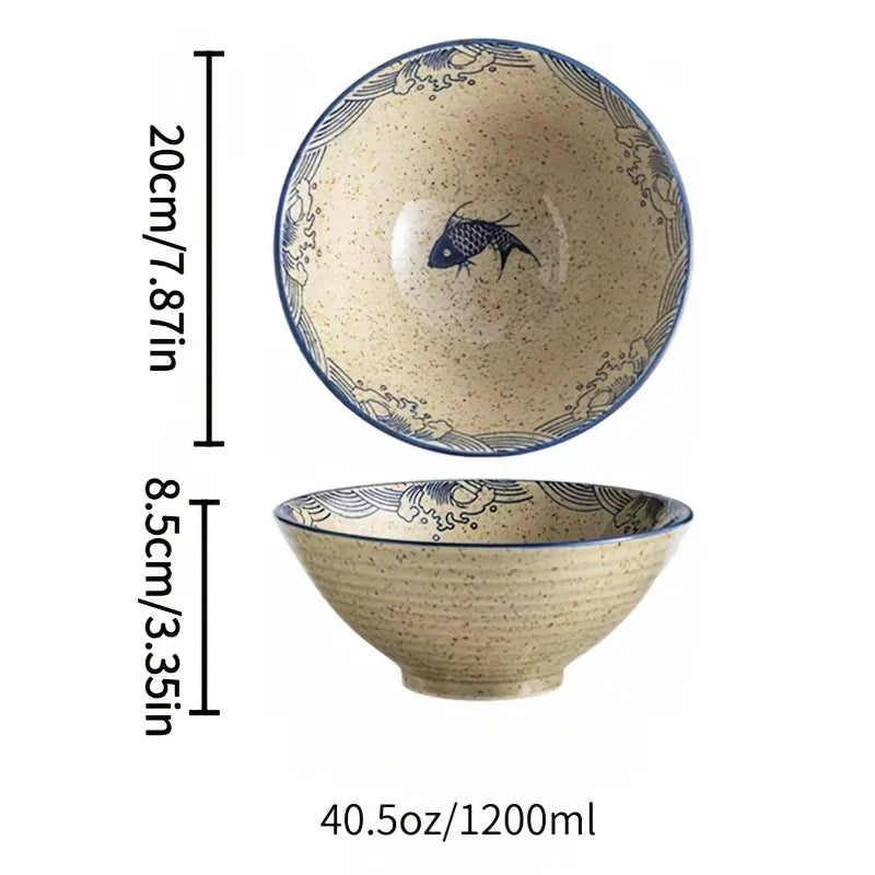 Japanese-Style Ceramic Pasta Bowls, Set of 2