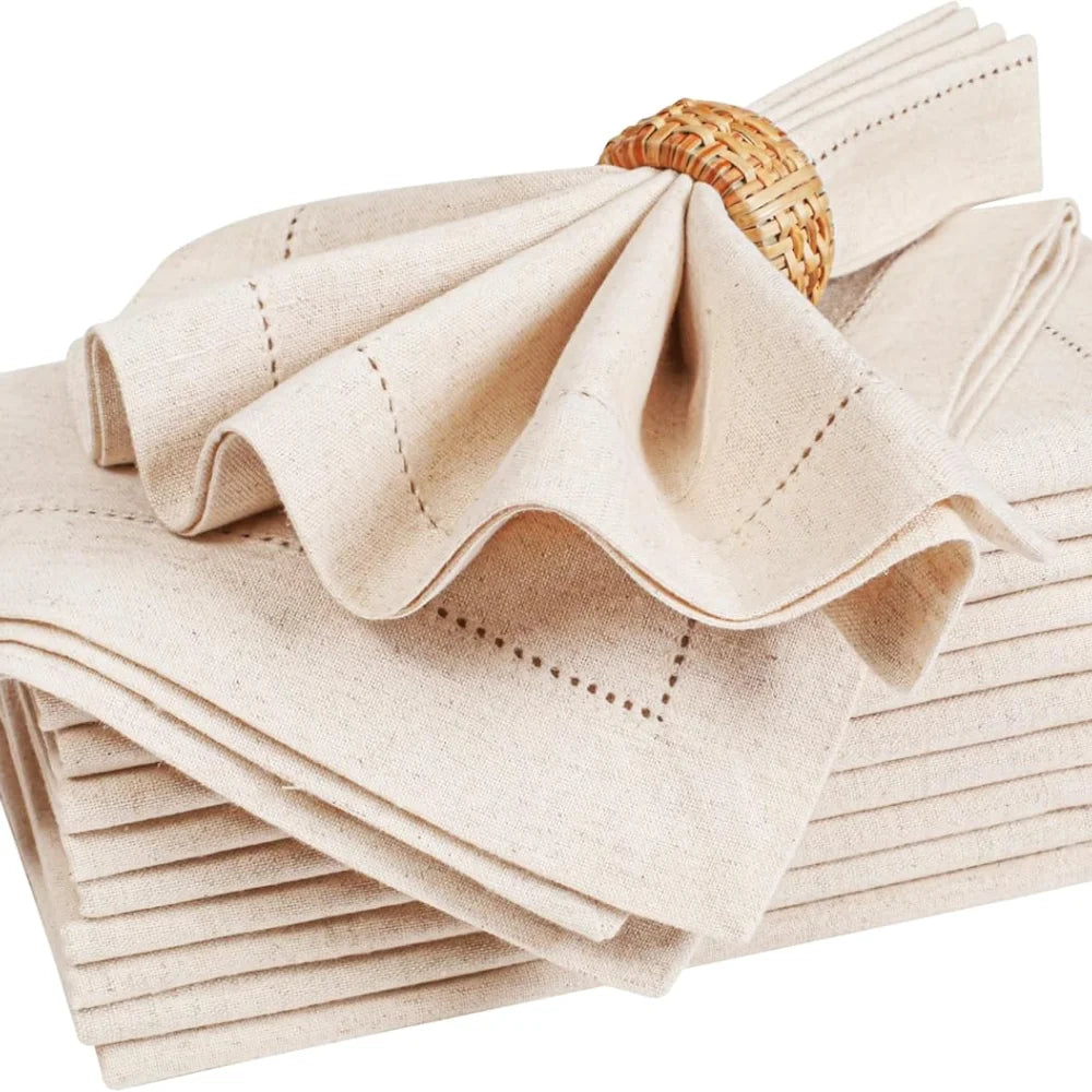 Hemstitched Linen Napkins, Set of 6