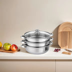 Three-Tier Stainless Steel Steamer Pot
