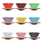 Fluted ceramic pour-over coffee drippers in several colours