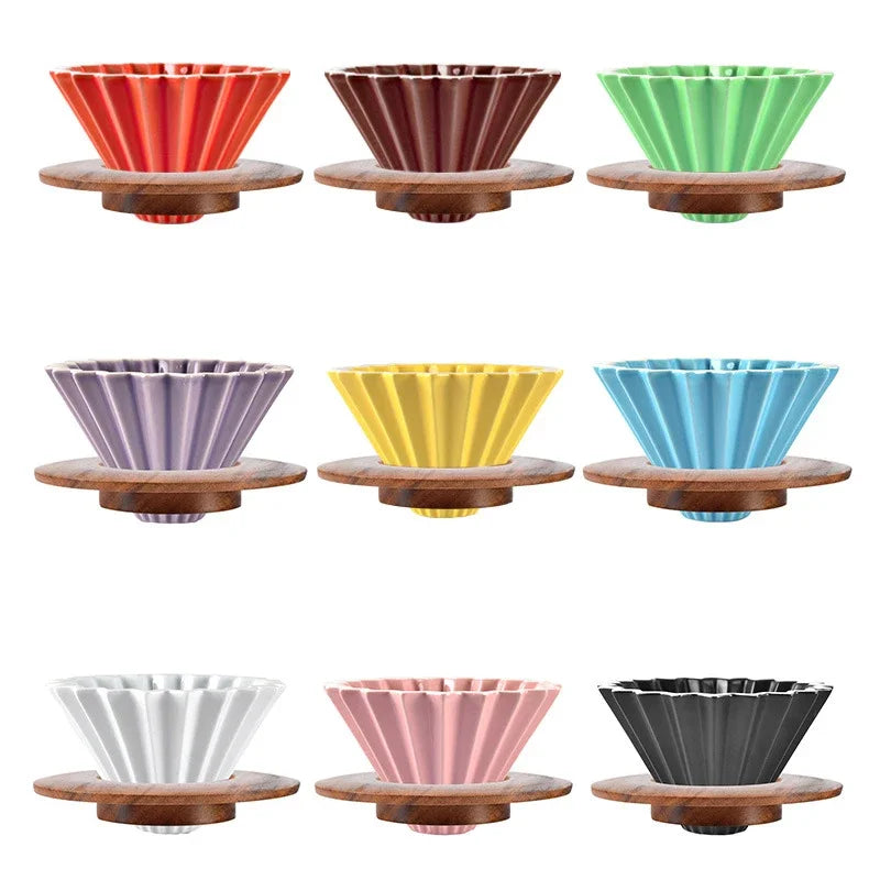 Fluted ceramic pour-over coffee drippers in several colours