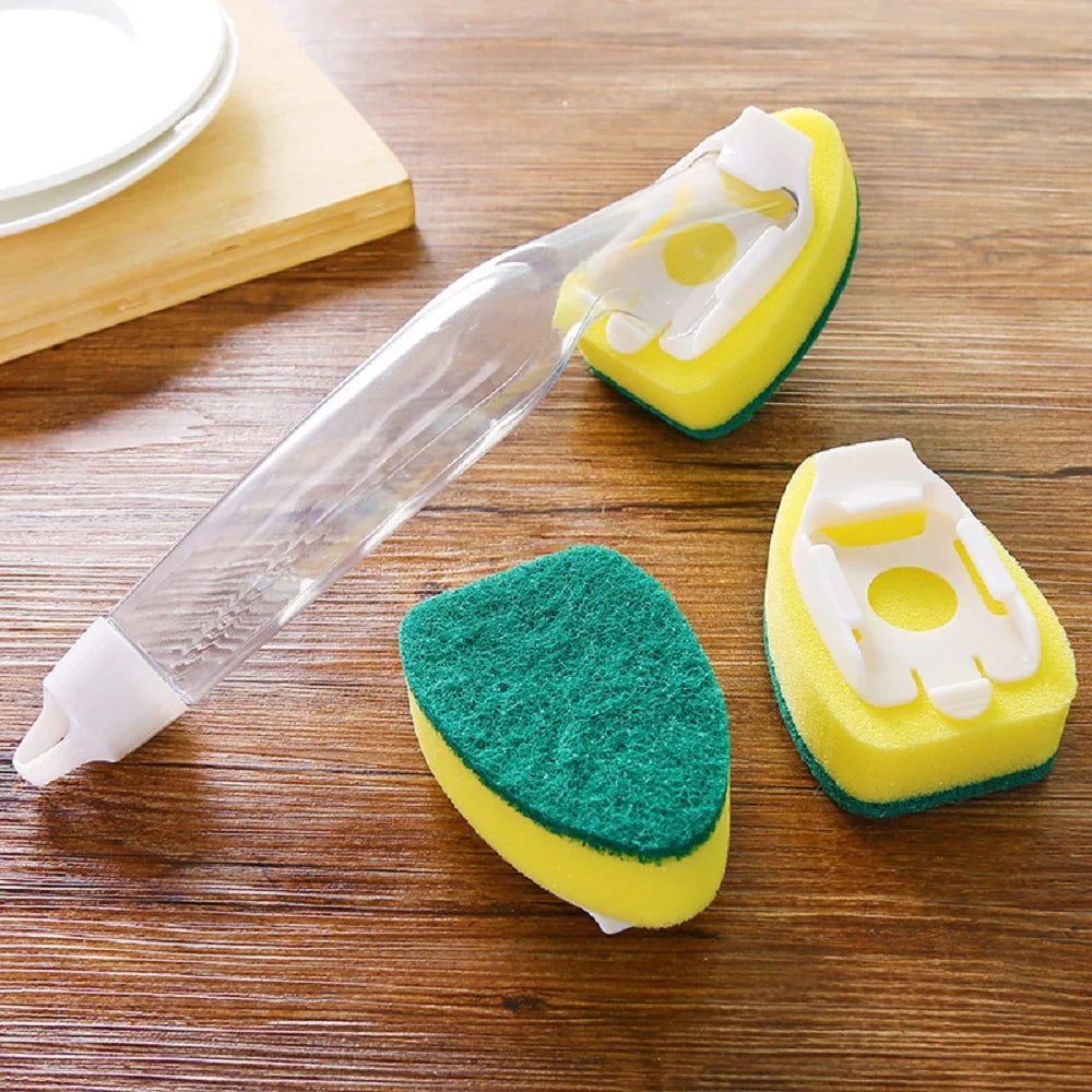 Soap-Dispensing Dish Brush Set
