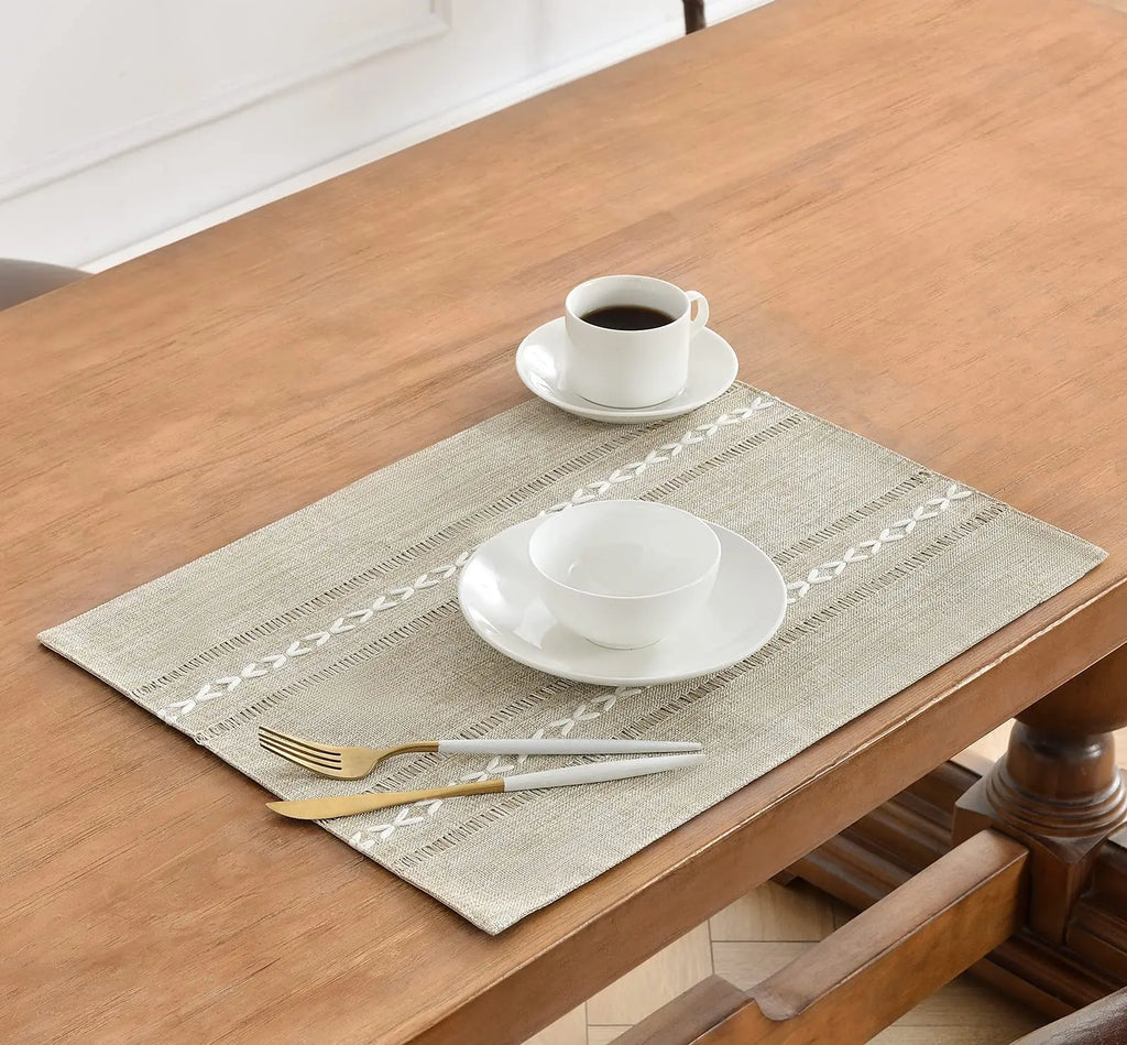 Hemstitched Cotton Linen Placemats, Set of 4