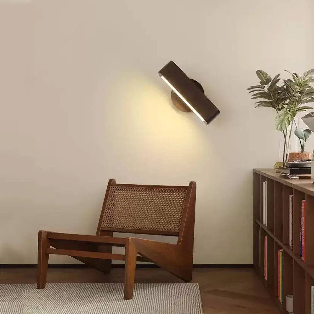 Applique Murale Rotative | Design Japonais en Bois Massif et Aluminium
