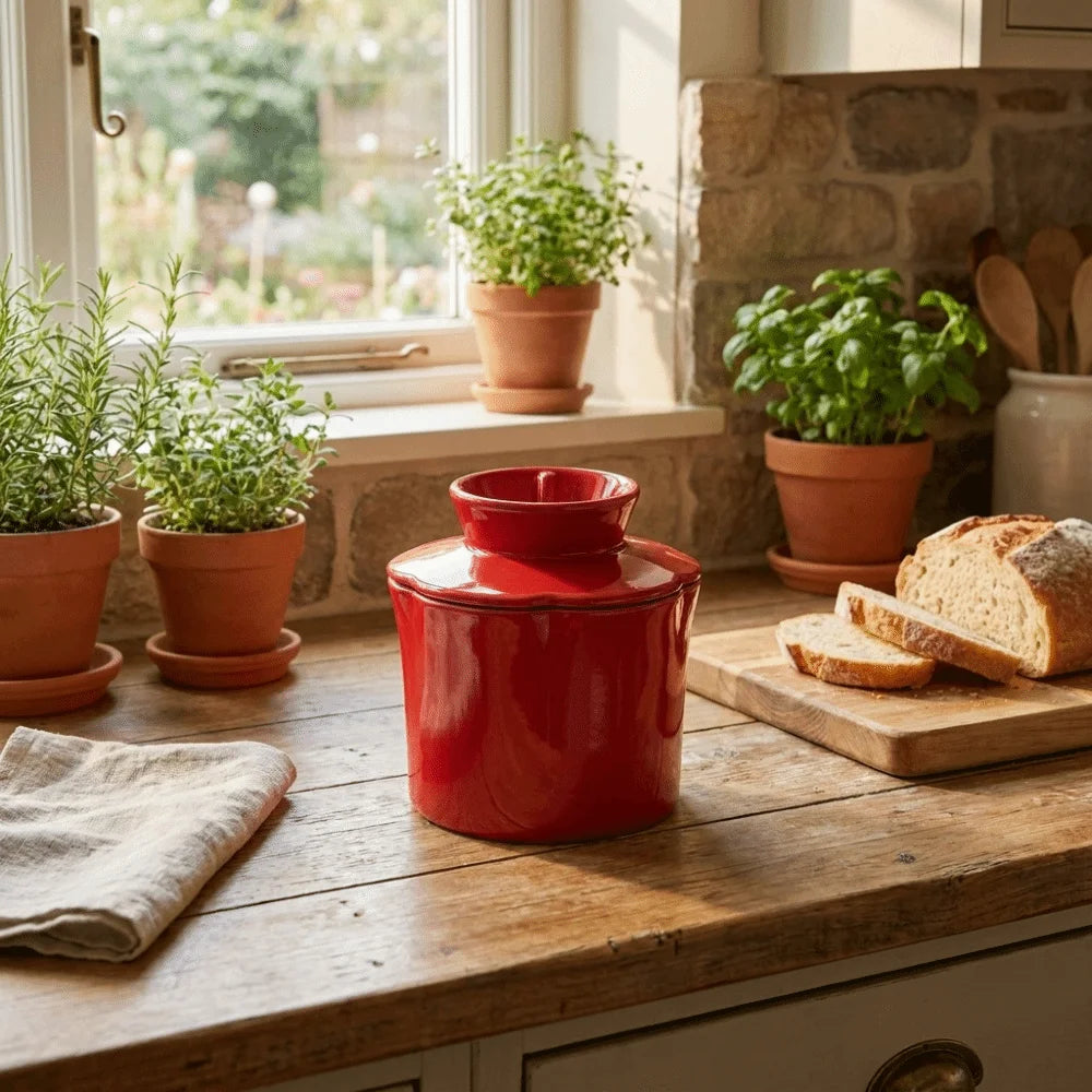 Flower-Shaped Ceramic Butter Jar