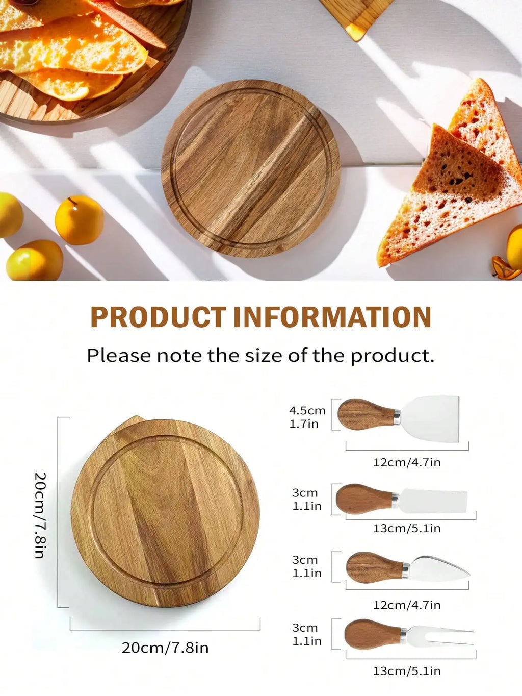 Acacia Cheese Board & Knife Set