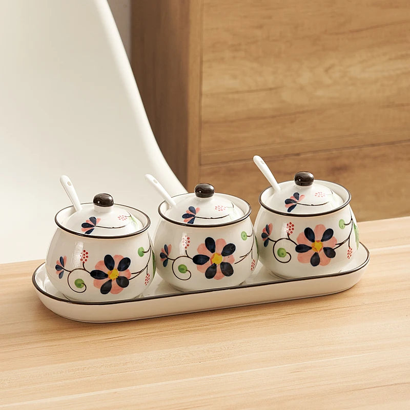 Hand-Painted Ceramic Spice Set