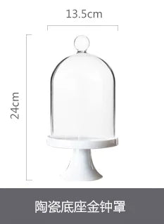 Ceramic Cake Stand with Wooden Base