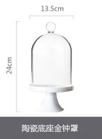 Ceramic Cake Stand with Wooden Base