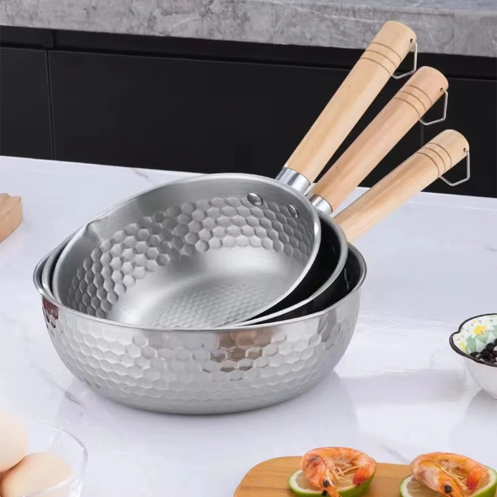 Stainless Steel Milk Pan with Wooden Handle