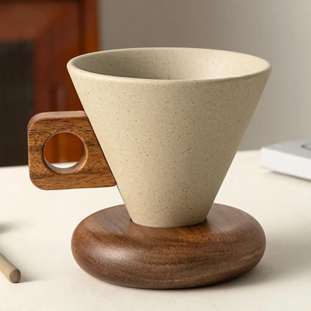 Ceramic Coffee Mug with Wooden Handle