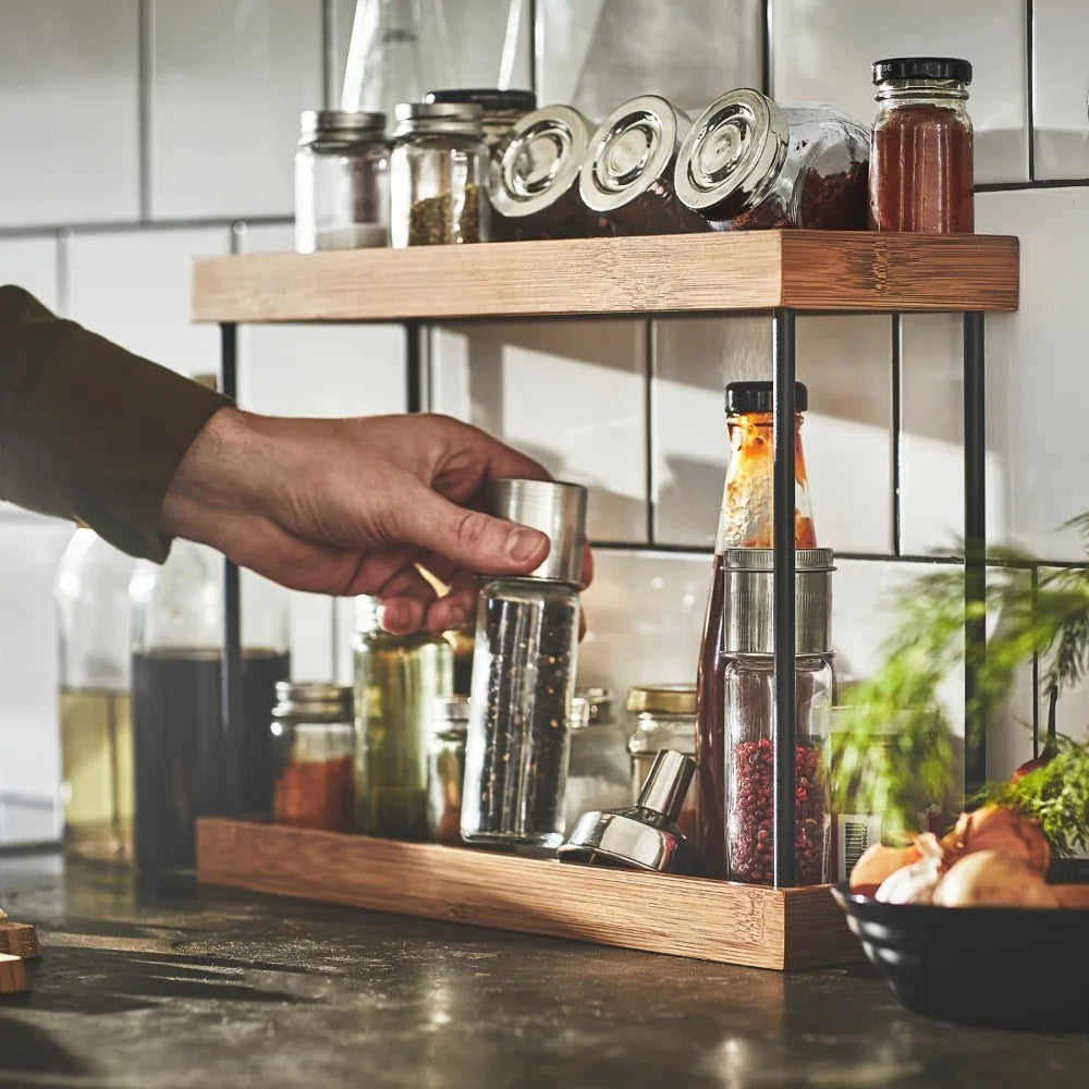 Two-Tier Bamboo Spice Rack