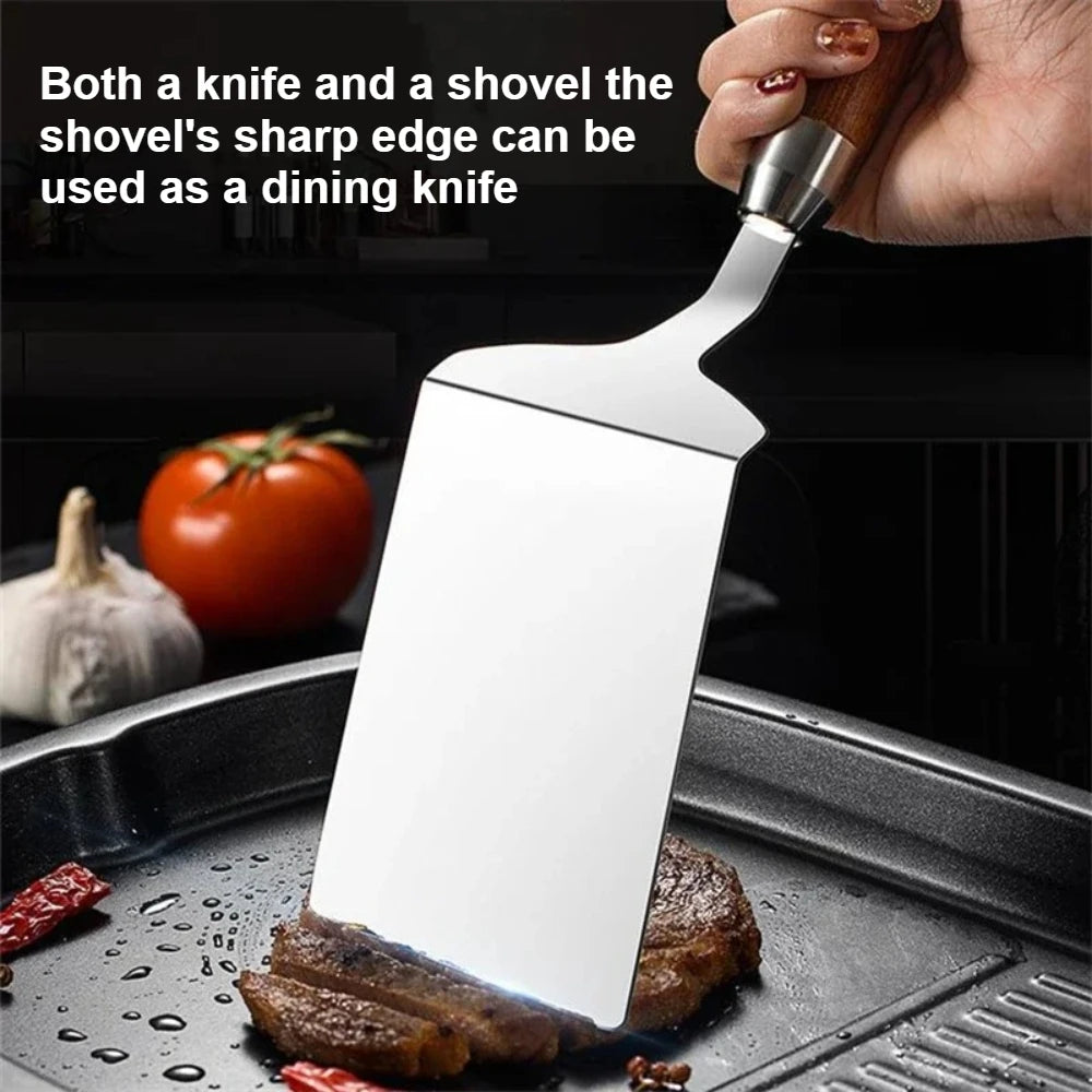 Stainless Steel Griddle Spatula with Wooden Handle