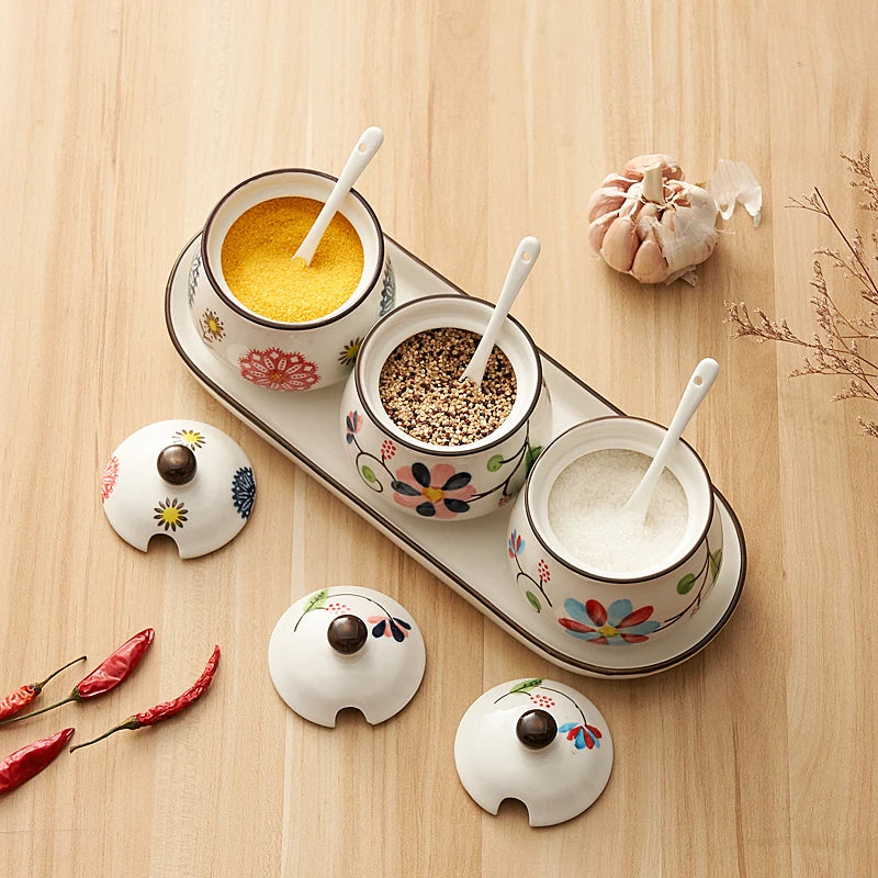 Hand-Painted Ceramic Spice Set