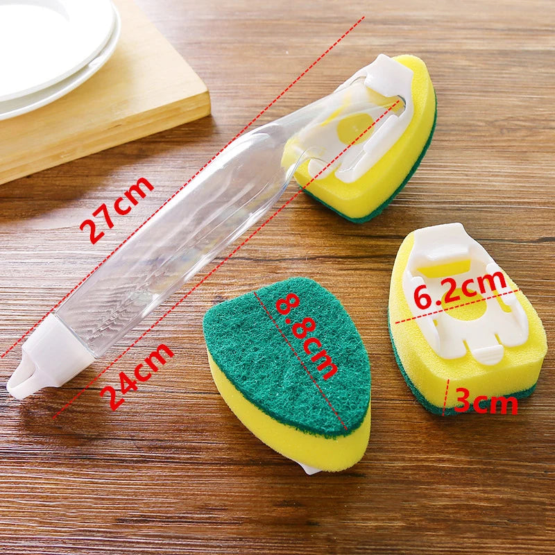 Soap-Dispensing Dish Brush Set