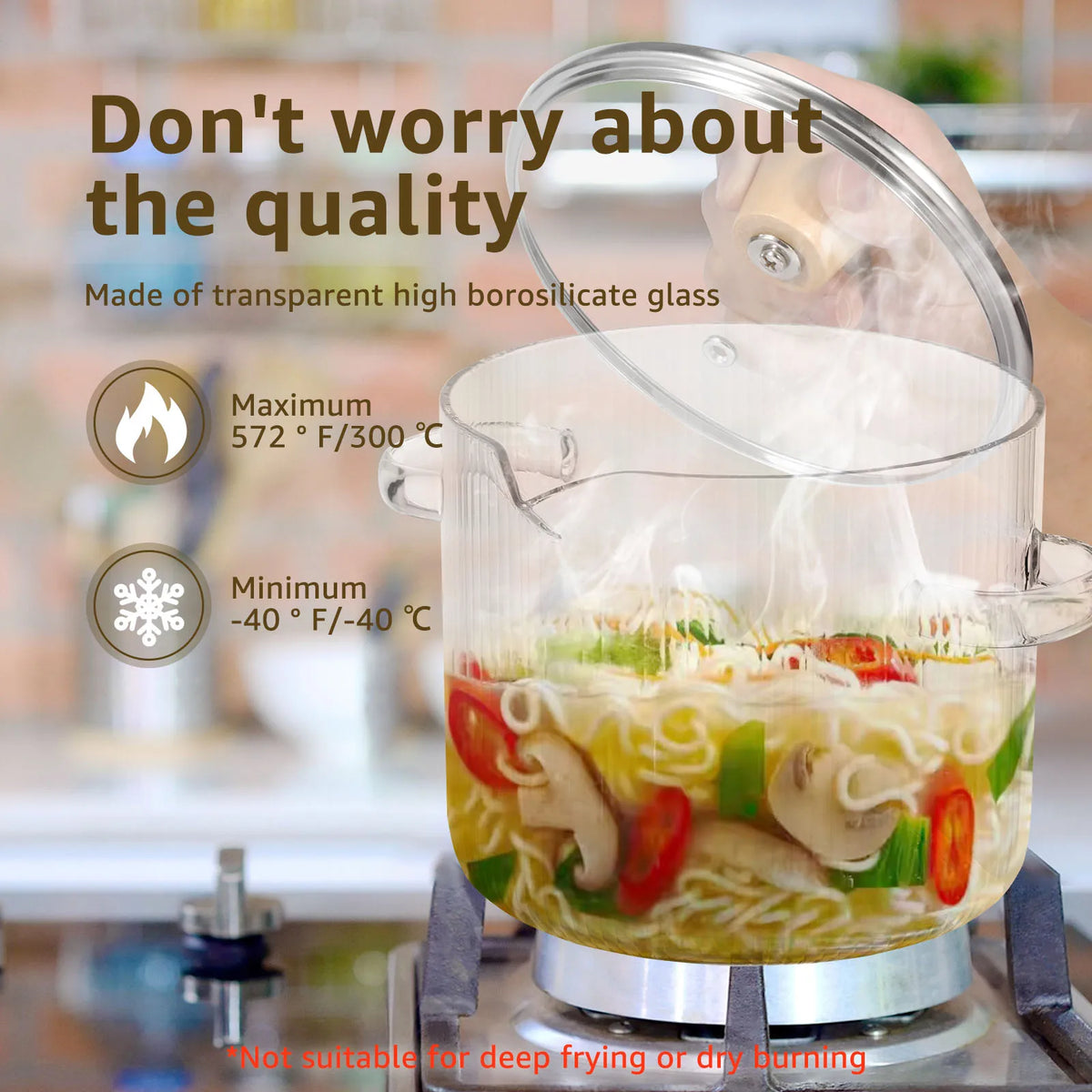 Glass Cooking Pot with Lid