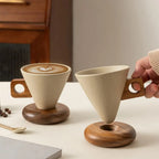 Ceramic Coffee Mug with Wooden Handle