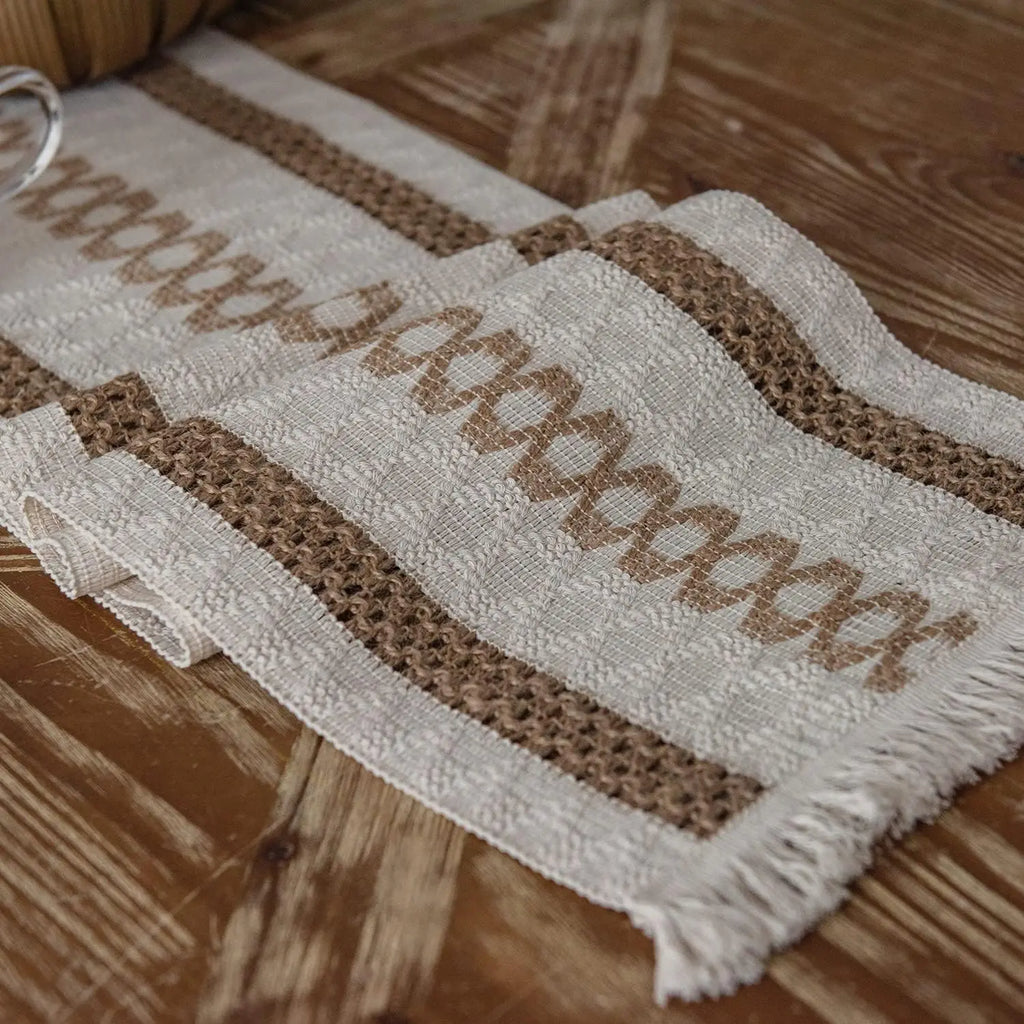 Tasselled Cotton Linen Table Runner