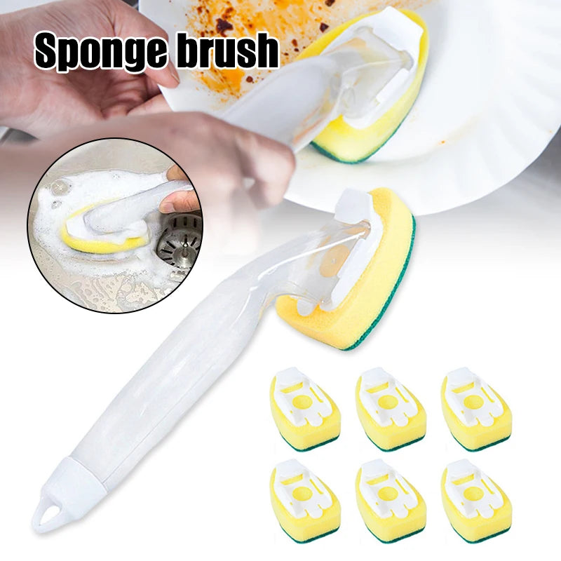 Soap-Dispensing Dish Brush Set