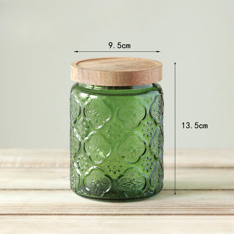 Glass Kitchen Storage Jar with Wood Lid
