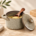 Ceramic Salt Cellar with Wooden Spoon
