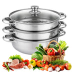 Three-Tier Stainless Steel Steamer Pot