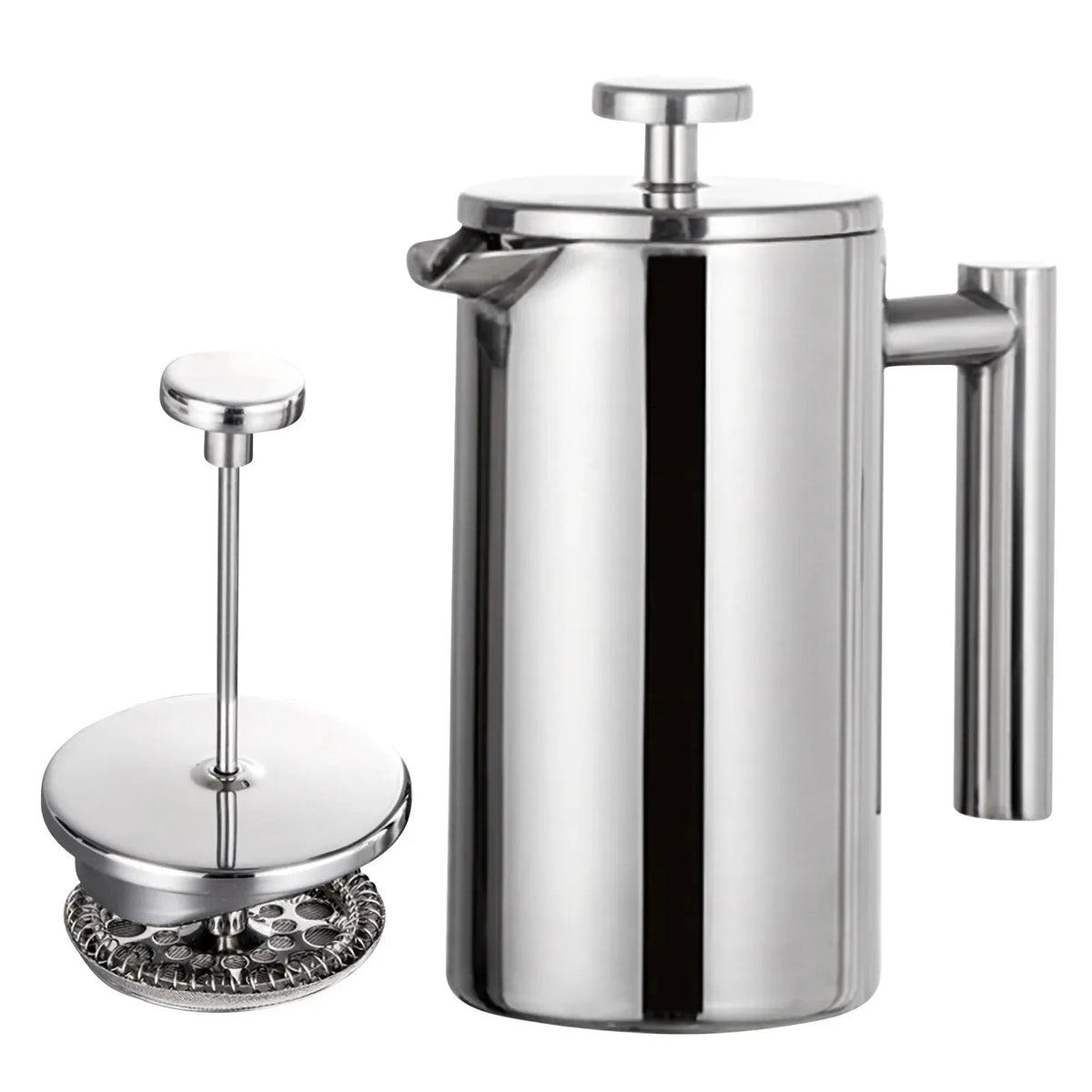 Double-walled stainless steel French press