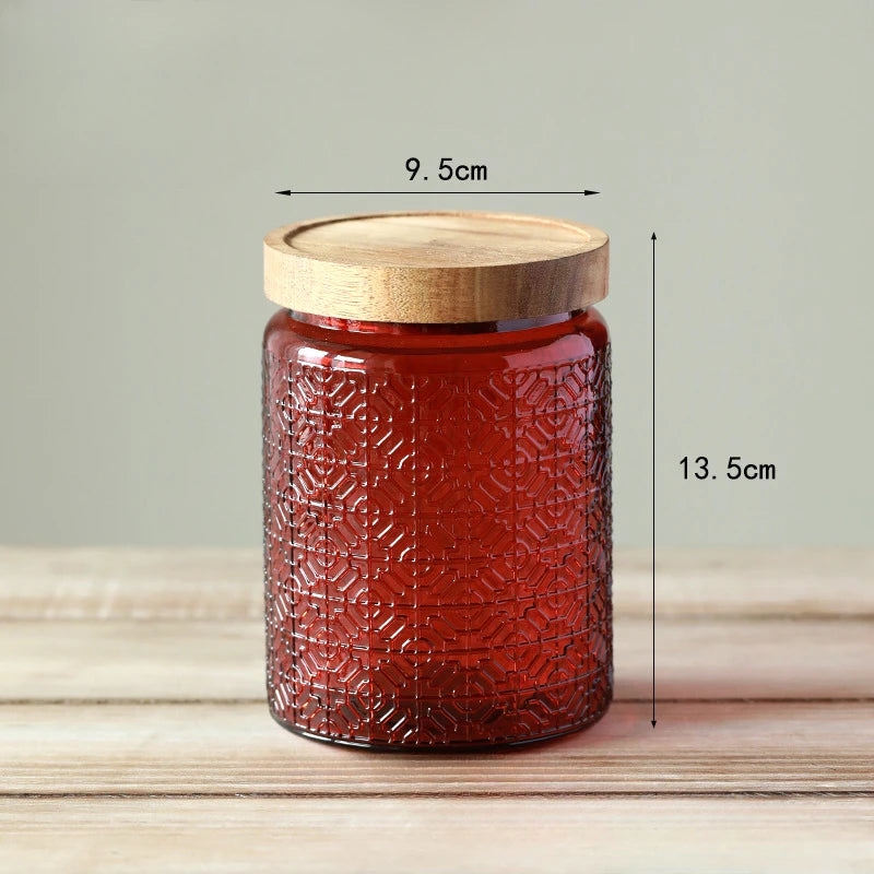 Glass Kitchen Storage Jar with Wood Lid