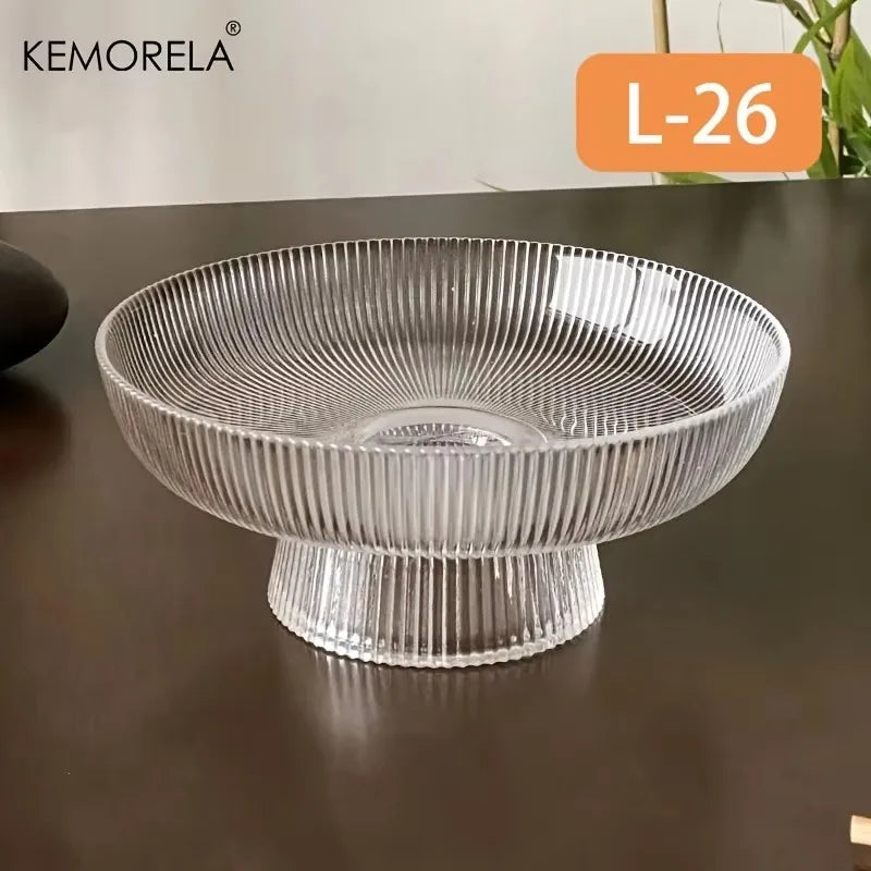 Ribbed Glass Fruit Bowl