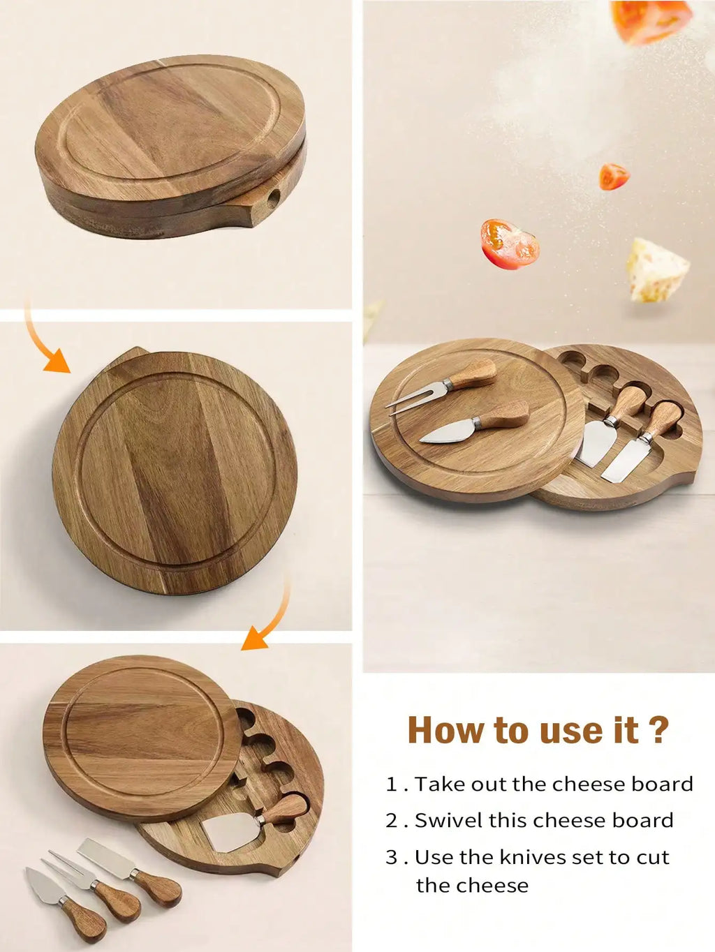 Acacia Cheese Board & Knife Set