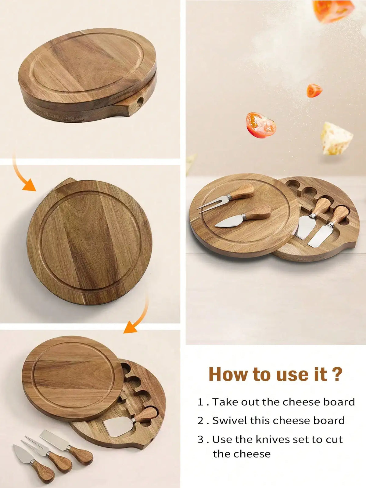 Acacia Cheese Board & Knife Set