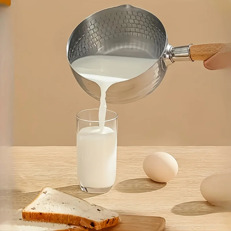 Stainless Steel Milk Pan with Wooden Handle