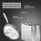 Uncoated Stainless Steel Frying Pan