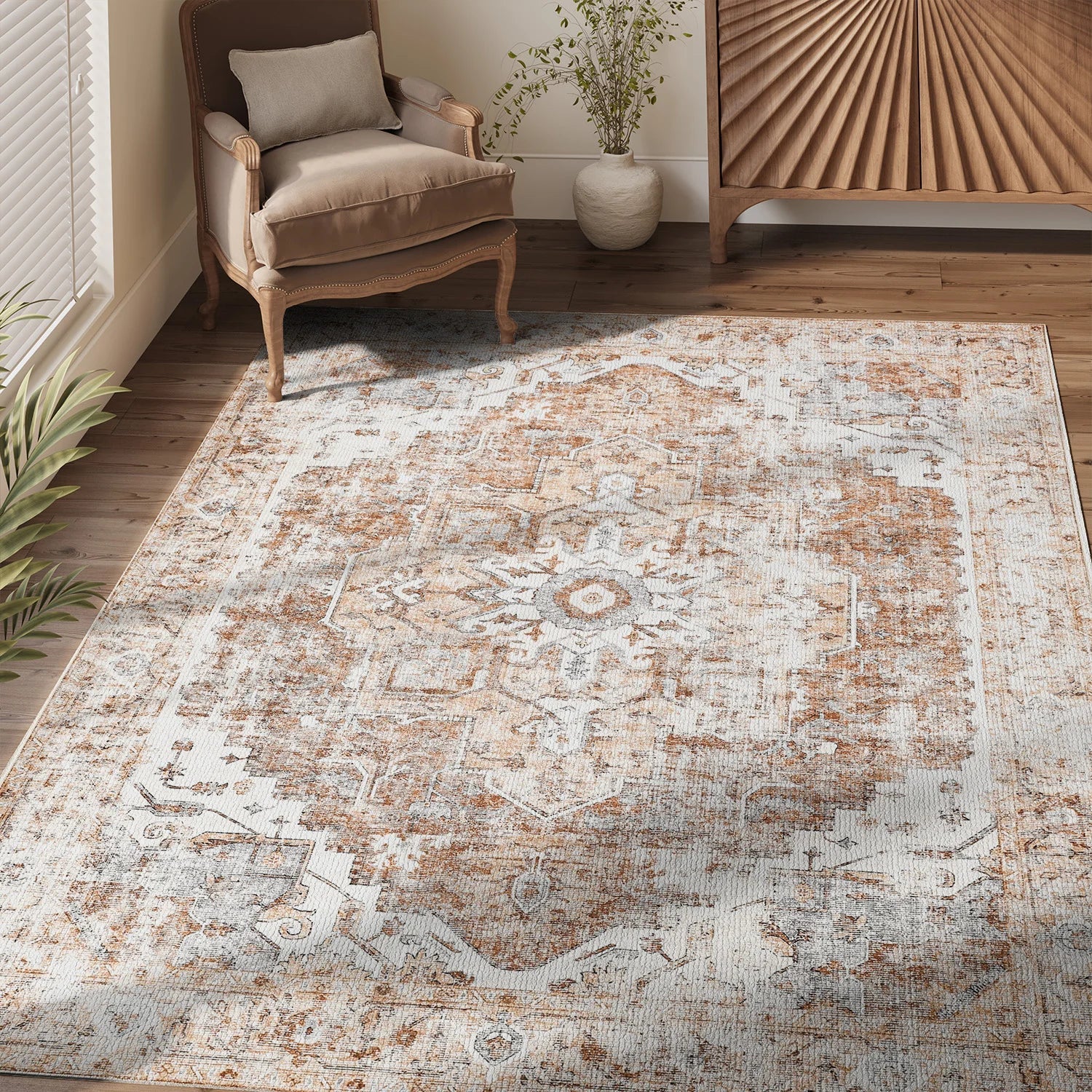 Tapis Heritage Medallion | Tapis pliable antidérapant de style oriental