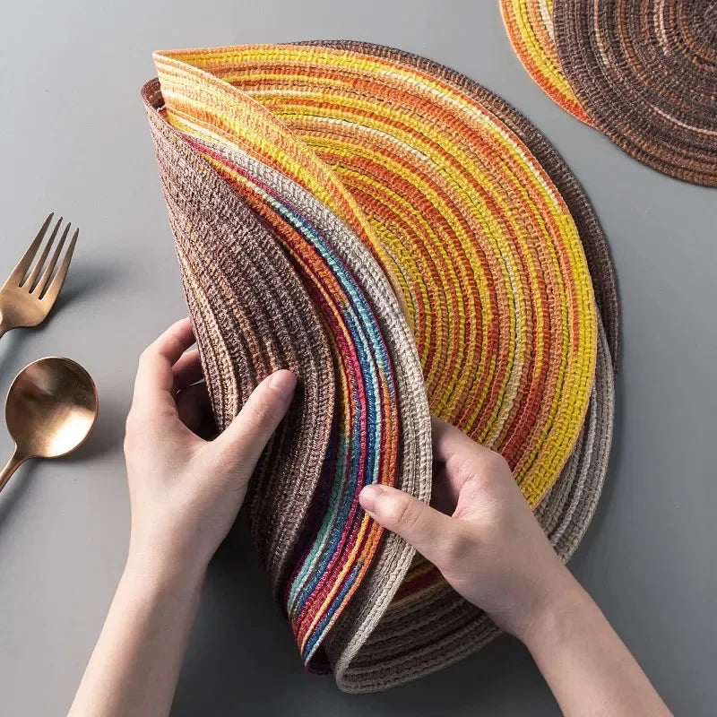 Woven Cotton-Linen Placemat & Coaster