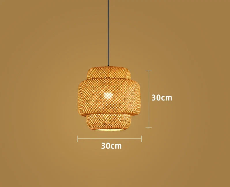 Suspension en bambou naturel | Luminaire en rotin tressé à la main