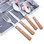 Wooden-Handled Cutlery Set, 24 Pieces
