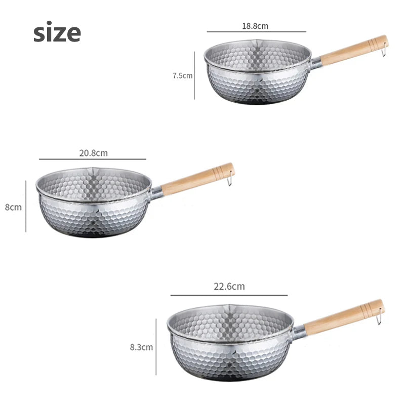 Stainless Steel Milk Pan with Wooden Handle