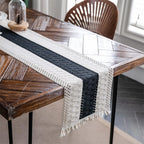 Tasselled Cotton Linen Table Runner