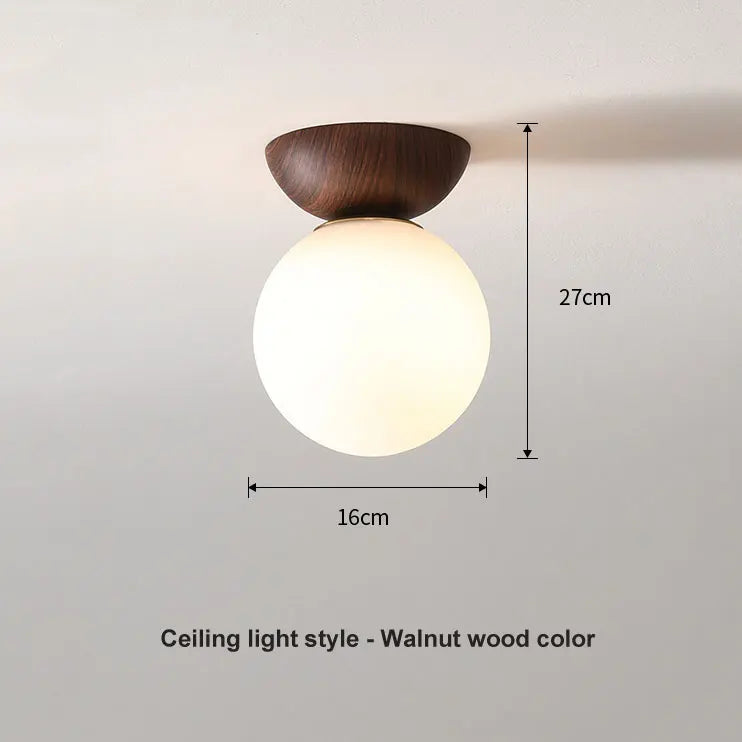 Plafonnier et suspension moderne en verre soufflé nordique | Finition bois