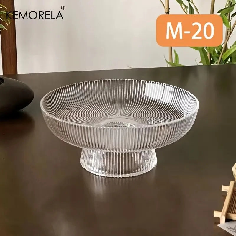 Ribbed Glass Fruit Bowl