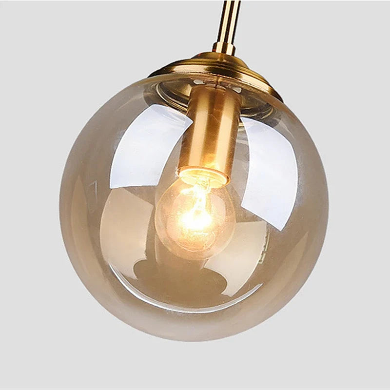 Suspension globe en verre nordique moderne | Ambre, gris fumé, verre transparent