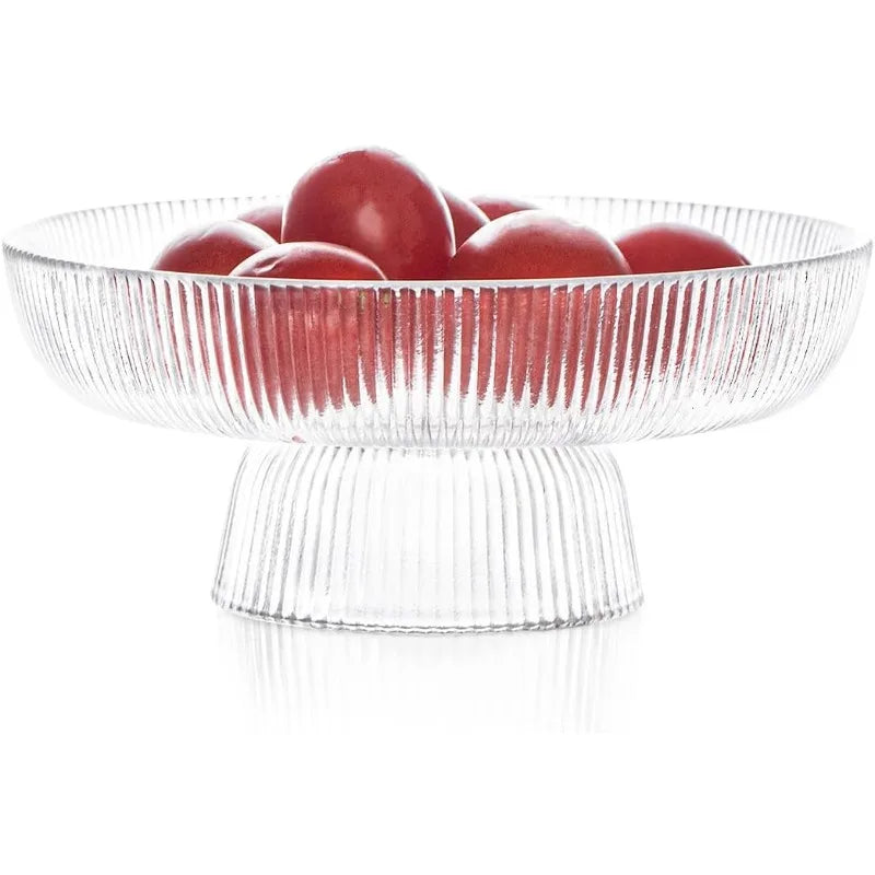 Ribbed Glass Fruit Bowl