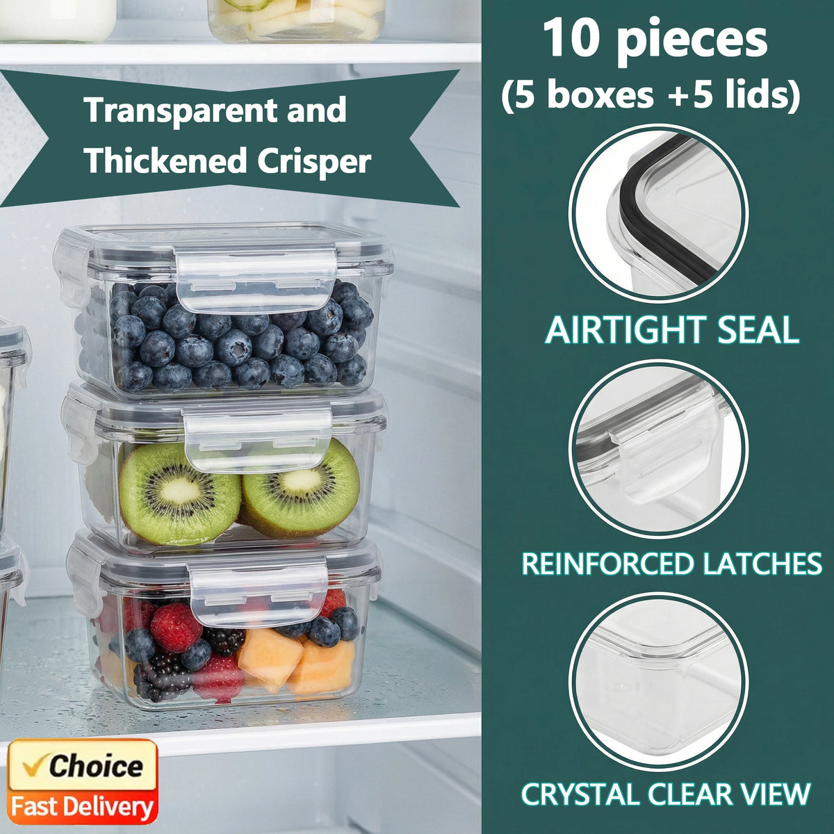 Food Storage Containers, Set of 10