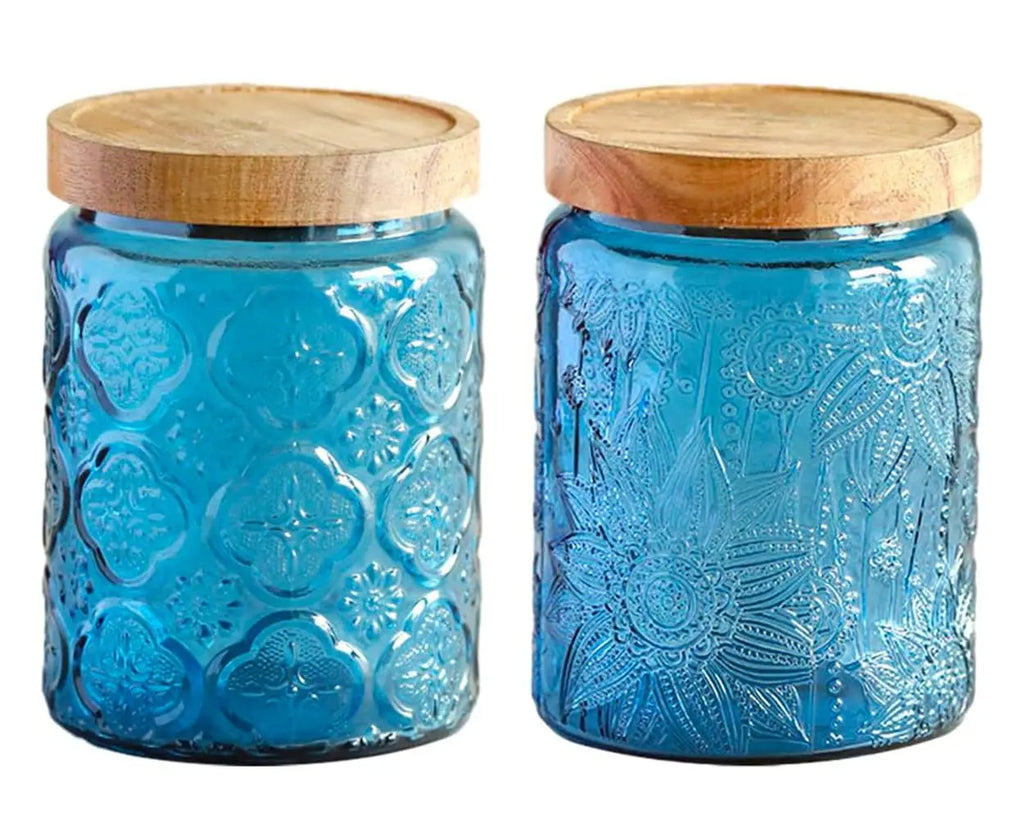 Glass Kitchen Storage Jar with Wood Lid